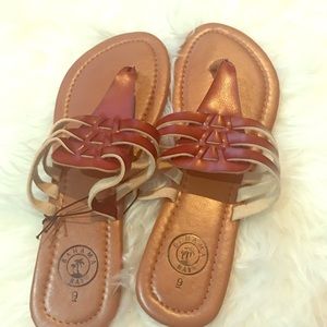 New faux leather sandals Bahama Bay 9 cognac